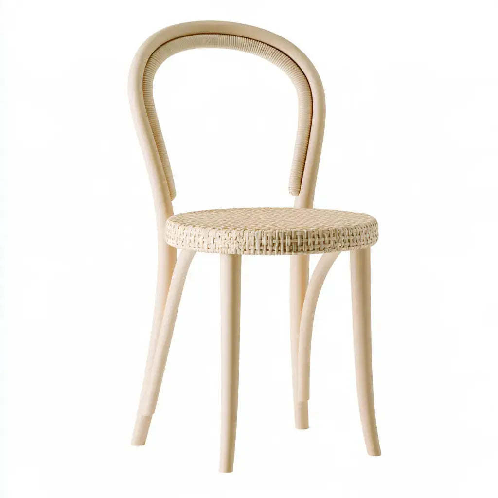 Silla con respaldo ovalado y asiento trenzado - beige - aluminumgardenbench