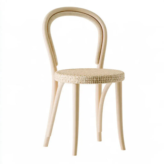 Silla con respaldo ovalado y asiento trenzado - beige - aluminumgardenbench