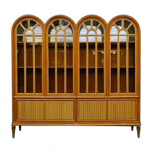 Vitrina con cuatro puertas de remate arqueado - marrón - aluminumgardenbench