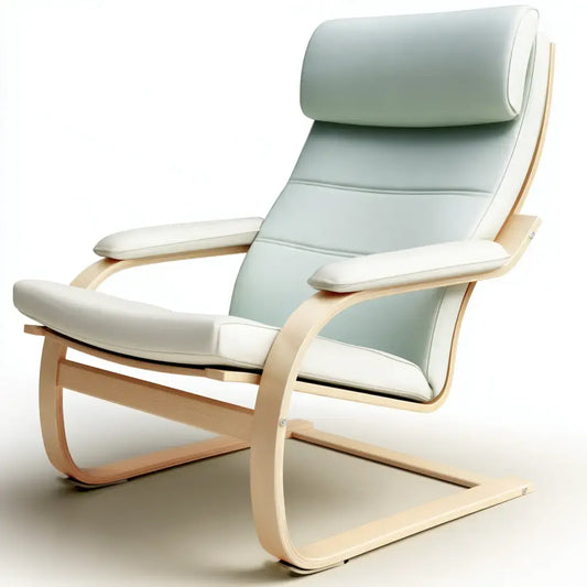 Mecedora con respaldo segmentado y base curva - verde/beige