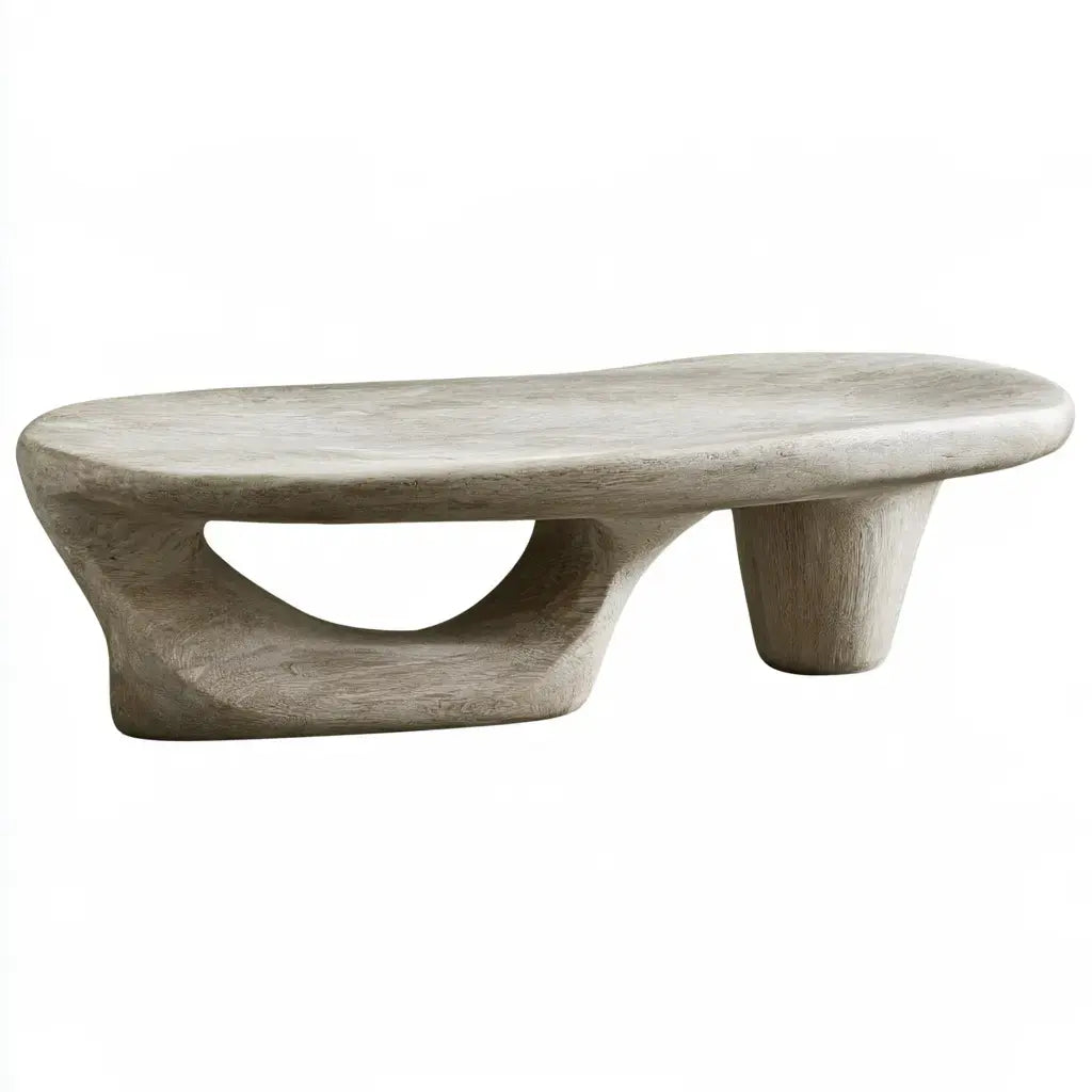 Mesa de centro con tablero orgánico y base abierta - gris - aluminumgardenbench