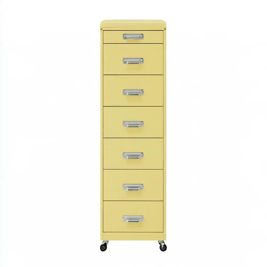 Cómoda estrecha con cajones y ruedas - amarillo - aluminumgardenbench