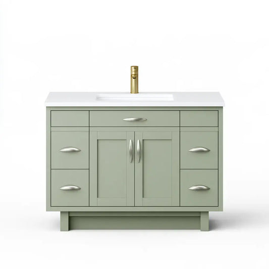 Mueble de baño con puertas centrales y cajones laterales - verde/blanco - aluminumgardenbench