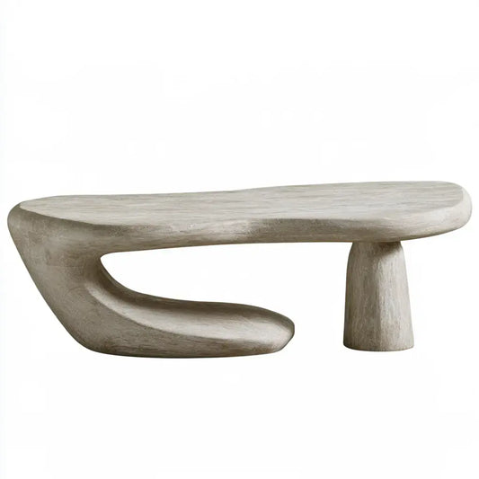 Mesa de centro con tablero orgánico y base abierta - gris - aluminumgardenbench